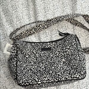 Vera Bradley Black and White leopard print  Shoulder Bag with adjustable strap